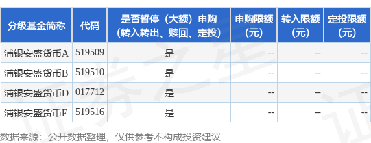 公告速递：浦银安盛货币基金于2024年劳动节假期前暂停通过部分销售机构的申购、定投及转换转入业务